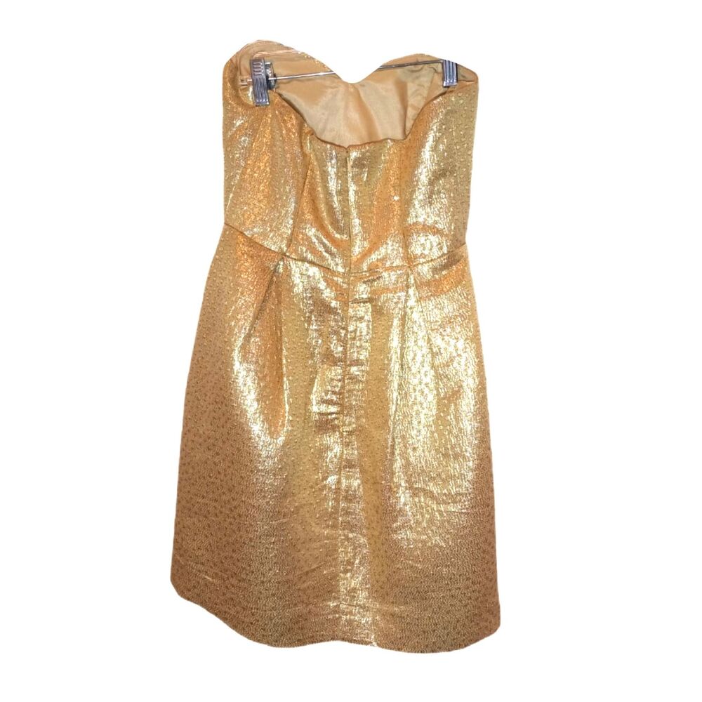 Shoshanna Gold Silk Blend Strapless Dress Size 0 Glamorous Party Wedding Prom - Picture 2 of 3